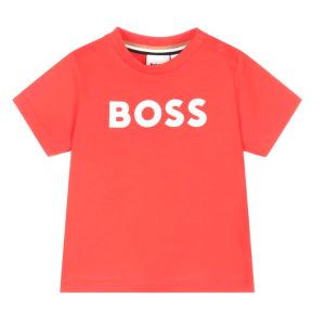 BOSS Baby Boys New Red Cotton White Logo T-Shirt 