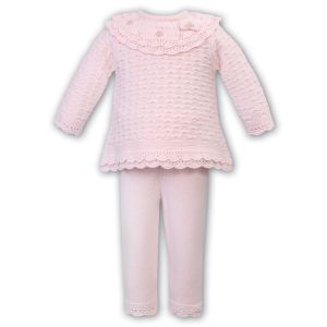 Sarah Louise Girls Pink Knitted Two Piece Set