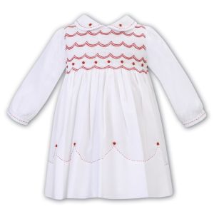 Sarah Louise White And Red Hand Smocked Dress