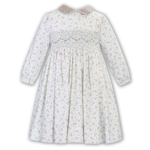 Sarah Louise Girls Ivory Dress with Smocking