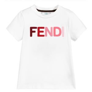 Fendi White Cotton Multi Logo T-Shirt