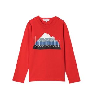 Lanvin Boys Red Cotton Mountain Logo Long Sleeved T-Shirt