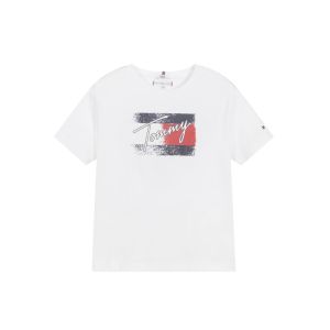 Tommy Hilfiger Teen Girls White Faded Flag Logo T-Shirt