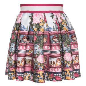 Monnalisa Pink Floral Neoprene Skirt
