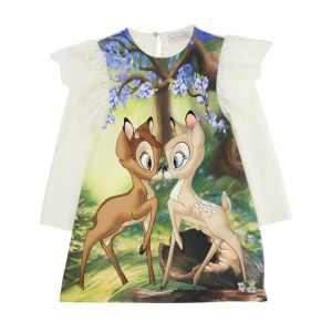 Monnalisa Ivory Bambi Print Dress