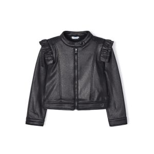 Mayoral Girls Black Leather Look Jacket 