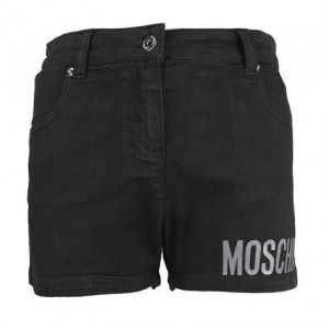 Moschino Kid-Teen Girls Black Twill Logo Shorts