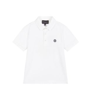 Emporio Armani White Rubber Stamp Logo Polo Shirt