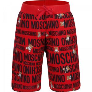 Moschino Kid-Teen Red and Black Cotton Bermuda Shorts