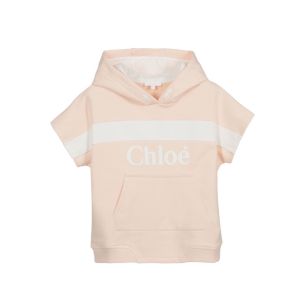 Chloé Girls Pink Logo Short Sleeved  Hoodie
