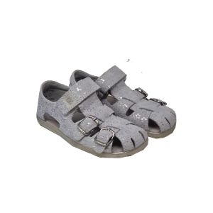 Richter Girls Grey Sandals With Pearlescent Spots And Silver Buckles