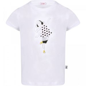 IL Gufo Girl's White T-Shirt With Girl Dancer