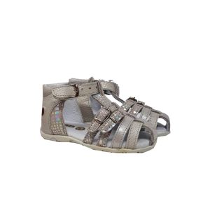 Gbb Girls White Leather Multi Textured Sandals