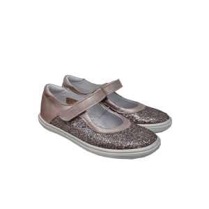 Gbb Girls Pale Pink Glitter "Placida" Velcro Dolly Shoes