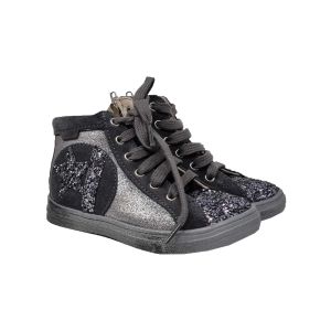 Gbb Girls Silver High Top Trainer With Glitter Star Detail