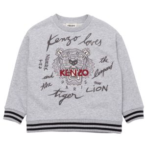 KENZO KIDS Boys Red Logo Grey Sweatshirt