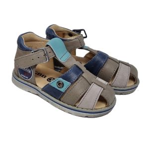 Gbb Boys "Sloan" Blue And Grey Buckle Up Sandals
