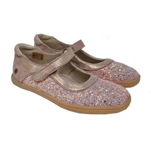 Gbb Girls Pink Sparkleing Dolly Shoes With Velcro Buckle