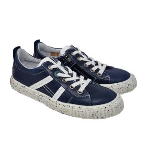Gbb Boys Navy Blue "Holman" Leather Trainers With Speckled Sole