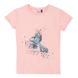 3Pommes Girl's Pink Sequin Bird T-Shirt