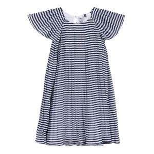 3Pommes Girl's Navy And White Striped Chiffon Dress