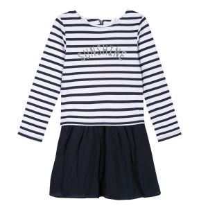 3Pommes White and Blue Striped Dress