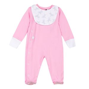 3Pommes Girl's Pink Cotton Babygrow with Bib
