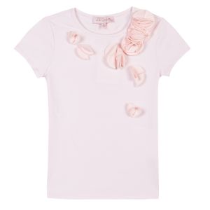 Lili Gaufrette Girl's Pink Cotton T-Shirt