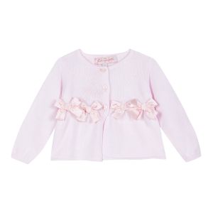 Lili Gaufrette Girl's Pink Cardigan with Bows