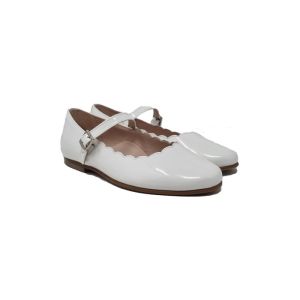 Beberlis White Flat Slip On Shoes With Buckle Fastening