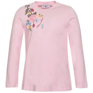 Monnalisa Girls Pink Cotton Flower T-Shirt