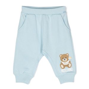 Moschino Baby Pale Blue Teddy Bear With Rattle Cotton Joggers
