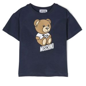Moschino Navy Blue  Teddy Bear Side Cotton T-Shirt