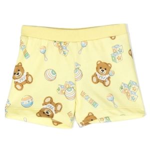 Moschino Baby Yellow Cotton Teddy Bear Shorts