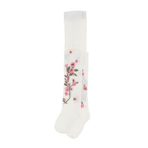 Monnalisa Ivory Floral & Butterfly Tights