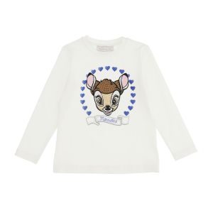 Monnalisa Ivory Cotton Bambi T-Shirt
