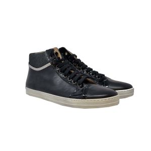 Beberlis Black & Silver High-Top Leather Trainers