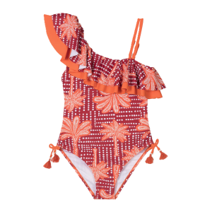 Mayoral Red And Orange Palm Tree Swimsuit