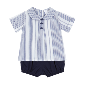 Deolinda Boy&#039;s Navy And White Stripe Short Set