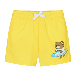 Moschino Boy&#039;s Yellow Surfboard Swim Shorts