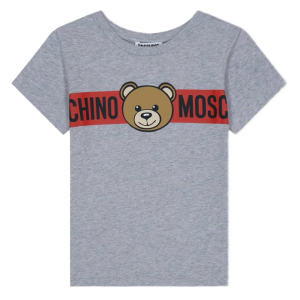 Moschino Grey  And Red Bear Logo T-Shirt