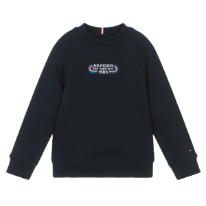 Tommy Hilfiger Boys Navy Blue Track Cotton Sweatshirt SS24