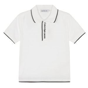 Calvin Klein Boys White Logo Collar Polo Shirt SS24