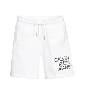 Calvin Klein Jeans White Jersey Logo Shorts