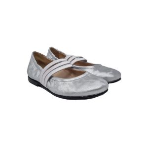 Beberlis Silver Suede Silver Tripple Strap Ballerina shoes