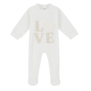 Deolinda Soft Ivory Micro Fleece 'Love' Babygrow