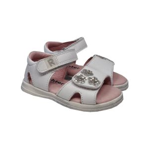 Richter Girls White Open Toe Sandals With Glitter Flower Detail