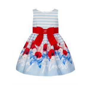 Balloon Chic Blue And Red Poppy Themed Dress