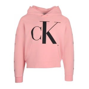 Calvin Klein Jeans Girls Black Logo Pink Cotton Hoodie