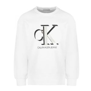Calvin Klein Jeans Girls White Silver Logo Sweater